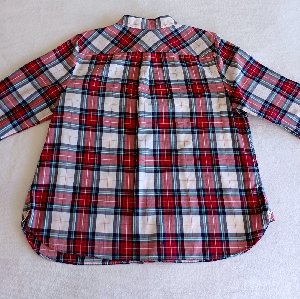 Talbots Plaid Cotton Button Down Shirt, Size XLp - Picture 8 of 16